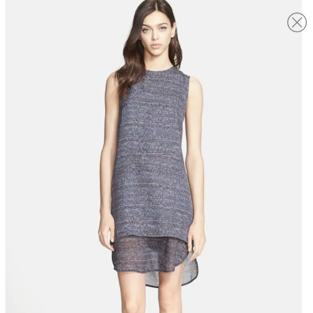 theory Hassil Tweed Print Silk Sleeveless Dress 4